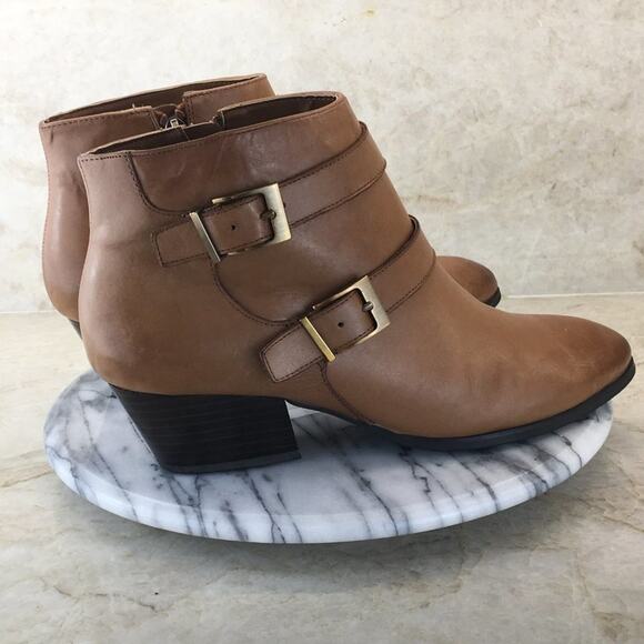 Franco Sarto Women's Tan Double Monk-Strapped Bootie Size 9W - Picture 10 of 16